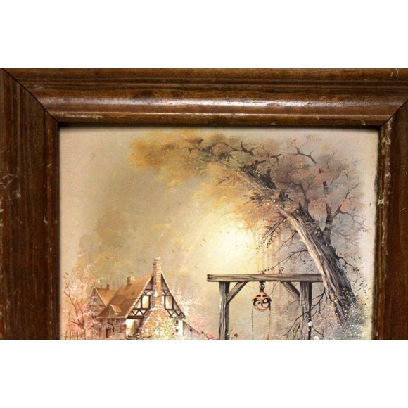 2 VTG Framed Signed Andres Orpinas Canvas Like Prints English Tudor Countryside - Picture 3 of 12